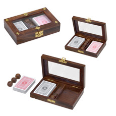 Imagem de CAIXA DECORATIVA EM MADEIRA COM JOGO DE CARTAS 4X17X11 CM - MABRUK - Mabruk Importacao E Comercio Ltda
