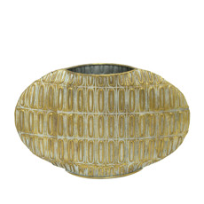 Imagem de VASO DECORATIVO RELEVADO EM METAL DOURADO 30X48X15 CM - MABRUK - Mabruk Importacao E Comercio Ltda