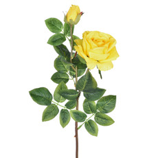 Imagem de HASTE DECORATIVA DE ROSA AMARELA COM UM BOTÃO EM PLÁSTICO MOLDÁVEL 63X15CM - GRILLO - Grillo Ltda