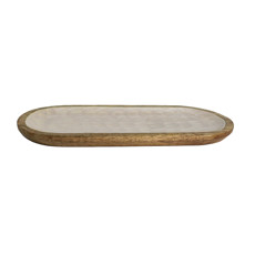 Imagem de PETISQUEIRA OVAL EM MADEIRA REVESTIDA EM RESINA OFF WHITE TEXTURA ESCAMA - ENTRECASA - Inverno Verao Comercio De Modas E Decoracao Eireli