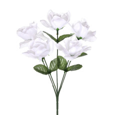 Imagem de BUQUÊ PERMANENTE DECORATIVO DE 5 ROSAS BRANCAS EM PLÁSTICO MOLDÁVEL 30X13CM - GRILLO - Grillo Ltda