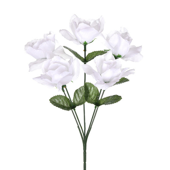 Imagem BUQUÊ PERMANENTE DECORATIVO DE 5 ROSAS BRANCAS EM PLÁSTICO MOLDÁVEL 30X13CM - GRILLO