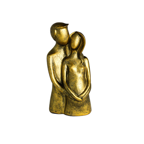 Imagem ESCULTURA DECORATIVA CASAL GRÁVIDA EM RESINA DOURADA 25X12X7 CM - ENTRECASA