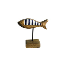 Imagem de ESCULTURA DECORATIVA PEIXE EM MADEIRA REVESTIDA EM RESINA LISTRADA - ENTRECASA - Inverno Verao Comercio De Modas E Decoracao Eireli