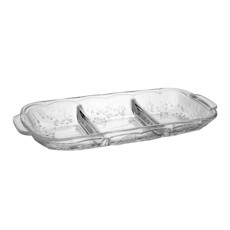 Imagem de PETISQUEIRA COM 3 DIVISORIAS NEW BUTTERFLY EM CRISTAL ECOLÓGICO 3X30X13CM - LYOR - Coliseu Presentes Ltda