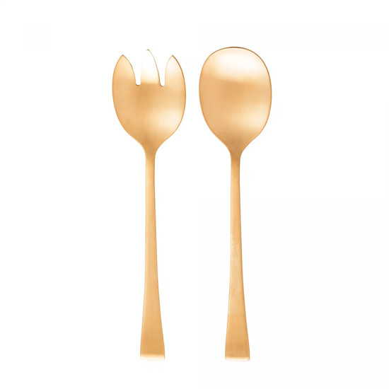 Imagem CONJUNTO BERNA 2 PEÇAS COLHER E GARFO PARA SERVIR SALADA EM INOX DOURADO - WOLFF