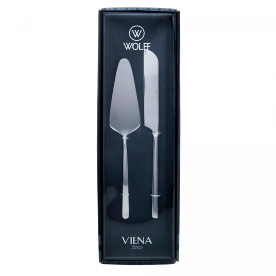 Imagem CONJUNTO VIENA 2 PEÇAS PARA SERVIR BOLO EM AÇO INOX - WOLFF