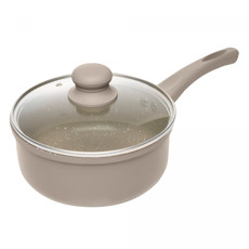 Imagem de PANELA DE INDUÇÃO CHEF PRO TAUPE ALUMÍNIO REVESTIDA EM CERÂMICA E TAMPA DE VIDRO LYOR - Coliseu Presentes Ltda