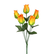 Imagem de BUQUÊ PERMANENTE DE BOTÕES DE ROSAS LARANJA EM PLÁSTICO MOLDÁVEL 33X10CM - GRILLO - Grillo Ltda
