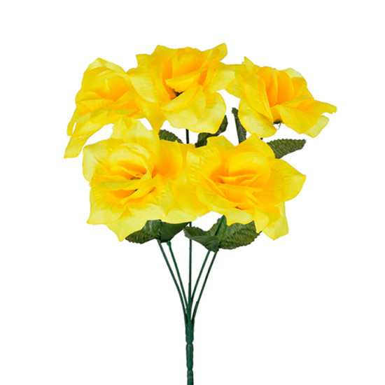 Imagem BUQUÊ PERMANENTE DECORATIVO DE ROSAS AMARELAS EM PLÁSTICO MOLDÁVEL 30X12CM - GRILLO