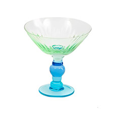 Imagem de TAÇA DE VIDRO VERDE 220ML COM BASE AZUL 14X14X14CM - RIBEIRO E PAVANI - Ribeiro E Pavani Com Imp Exp