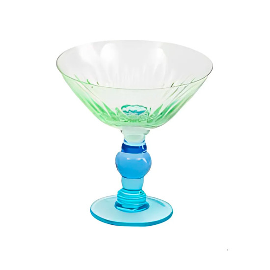 Imagem TAÇA DE VIDRO VERDE 220ML COM BASE AZUL 14X14X14CM - RIBEIRO E PAVANI