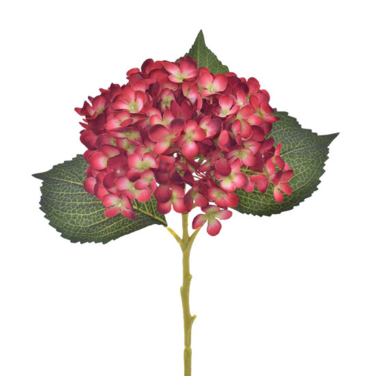 Imagem HASTE DECORATIVA DE HORTENSIA VERMELHA EM PLÁSTICO MOLDÁVEL 52X26CM - GRILLO
