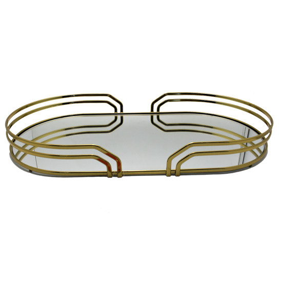 Imagem BANDEJA AYLA DECORATIVA ESPELHADA EM METAL DOURADO 6X55X30CM - HARA