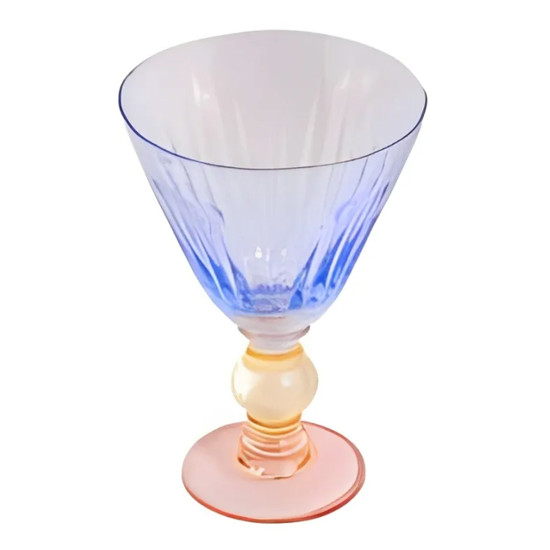 Imagem TAÇA DE VIDRO 350ML AZUL E BASE ROSA 19X11X11CM - RIBEIRO E PAVANI