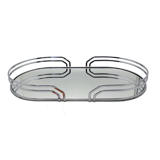 Imagem BANDEJA AYLA DECORATIVA ESPELHADA EM METAL CROMADO 6X55X30CM - HARA