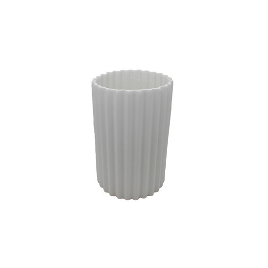 Imagem VASO DECORATIVO HENRI ESTRIADO BRANCO FOSCO 26X17X17CM - CERÂMICA ANA MARIA