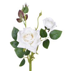 Imagem de HASTE DECORATIVA DE ROSA COR CREME VELUDO EM PLÁSTICO MOLDÁVEL 32X10 CM - GRILLO - Grillo Ltda