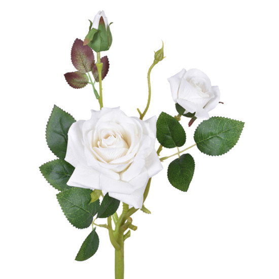 Imagem HASTE DECORATIVA DE ROSA COR CREME VELUDO EM PLÁSTICO MOLDÁVEL 32X10 CM - GRILLO