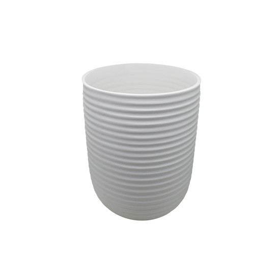 Imagem CACHEPOT GRANDE FRIZADO DECORATIVO BRANCO FOSCO EM CERÂMICA - CERÂMICA ANA MARIA