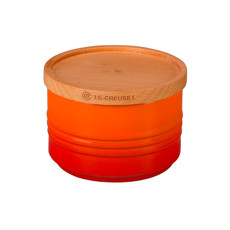 Imagem de POTE LARANJA EM CERÂMICA 220ML COM TAMPA DE MADEIRA 6X10X10CM - LE CREUSET - Le Creuset Do Brasil 