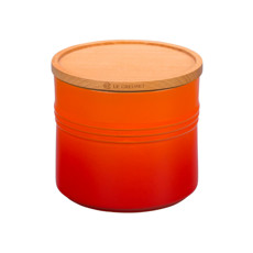 Imagem de POTE LARANJA EM CERÂMICA 1,1L COM TAMPA DE MADEIRA 12X13,9X13,9CM - LE CREUSET - Le Creuset Do Brasil 