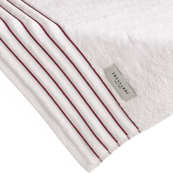 Imagem TOALHA BANHÃO FELPUDO PALLADIO BRANCO E MARSALA EM ALGODÃO 150X86CM - TRUSSARDI