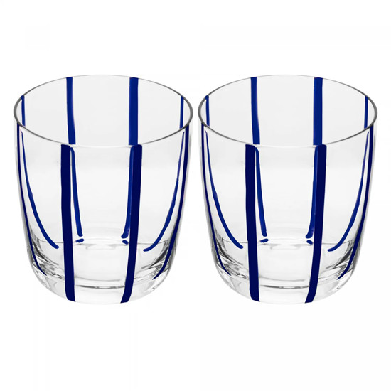 Imagem CONJUNTO 2 COPOS BAIXOS AZURA 300ML AZUL EM VIDRO 9X8,5X8,5CM - WOLFF