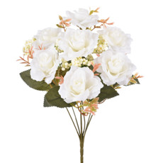 Imagem de BUQUÊ DECORATIVO DE ROSAS CREME EM PLÁSTICO MOLDÁVEL 30X17CM - GRILLO - Grillo Ltda