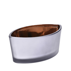 Imagem de VASO OVAL DECORATIVO DE VIDRO COR ALUMÍNIO 8X19X11,5CM - GRILLO - Grillo Ltda