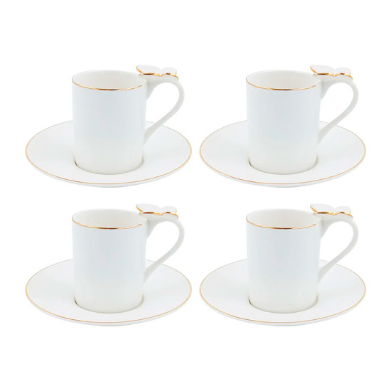 Imagem CONJUNTO RAMOUDIE 8 PEÇAS PARA CAFÉ EM PORCELANA COM BORDA DOURADA - L'HERMITAGE