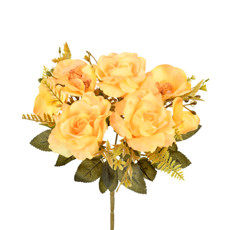 Imagem de BUQUÊ MISTO DE ROSA E ORQUÍDEA AMARELA DECORATIVO EM PLÁSTICO MOLDÁVEL - GRILLO - Grillo Ltda