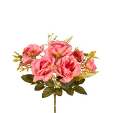Imagem de BUQUÊ MISTO DE ROSA E ORQUÍDEA ROSA OUTONO EM PLÁSTICO MOLDÁVEL 26X19CM - GRILLO - Grillo Ltda