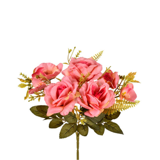 Imagem BUQUÊ MISTO DE ROSA E ORQUÍDEA ROSA OUTONO EM PLÁSTICO MOLDÁVEL 26X19CM - GRILLO