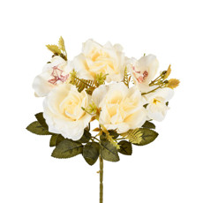 Imagem de BUQUÊ MISTO DE ROSA E ORQUÍDEA CREME DECORATIVO EM PLÁSTICO MOLDÁVEL - GRILLO - Grillo Ltda