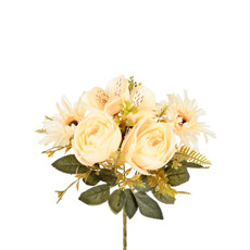 Imagem de BUQUÊ MISTO DE PEÔNIA GERBERA E AMARILIS CHAMPANHE EM PLÁSTICO MOLDÁVEL - GRILLO - Grillo Ltda