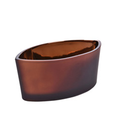 Imagem de VASO OVAL DECORATIVO DE VIDRO COR BRONZE 8X19X11,5CM - GRILLO - Grillo Ltda