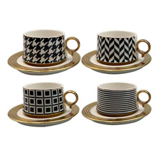 Imagem de JOGO DE 8 PEÇAS PARA CHÁ 200ML MOTIF EM PORCELANA 7X14X14CM - L'HERMITAGE - Full Fit Industria Importacao E Comercio Ltda.