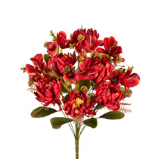 Imagem de BUQUÊ MISTO DE LÍRIO E CRISÂNTEMO VERMELHO EM PLÁSTICO MOLDÁVEL 45X25CM - GRILLO - Grillo Ltda