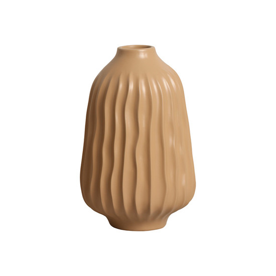 Imagem VASO DECORATIVO ESTRIADO EM CERÂMICA BEGE 27,8X18CM - CERÂMICA MAZZOTTI