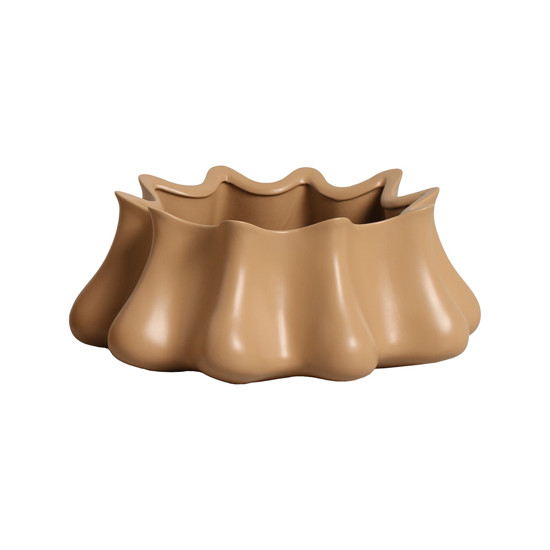 Imagem VASO FLOREIRA DECORATIVO EM CERÂMICA BEGE FOSCO 12X36X36CM - CERÂMICA MAZZOTTI