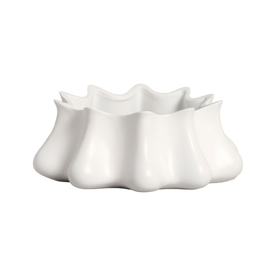 Imagem VASO FLOREIRA DECORATIVO EM CERÂMICA BRANCO FOSCO 12X36X36CM - CERÂMICA MAZZOTTI