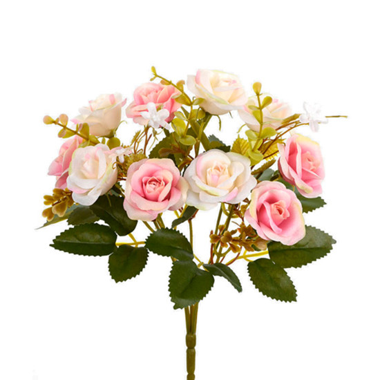 Imagem BUQUÊ DECORATIVO DE ROSAS DO CAMPO ROSA EM PLÁSTICO 29X13CM - GRILLO