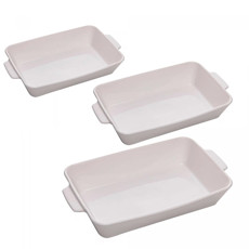 Imagem de CONJUNTO 3 REFRATÁRIOS/TRAVESSAS COM ALÇA EM PORCELANA BRANCA - LYOR - Coliseu Presentes Ltda