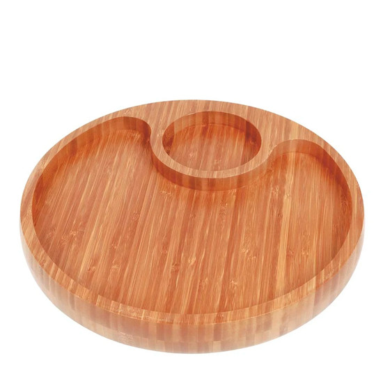 Imagem GAMELA REDONDA EM BAMBU COM 2 DIVISÓRIAS 4X32X32CM - MOR