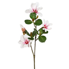 Imagem de HASTE DECORATIVA MAGNÓLIA  CREME ROSA TOQUE REAL EM PLÁSTICO MOLDÁVEL 76X17CM GRILLO - Grillo Ltda