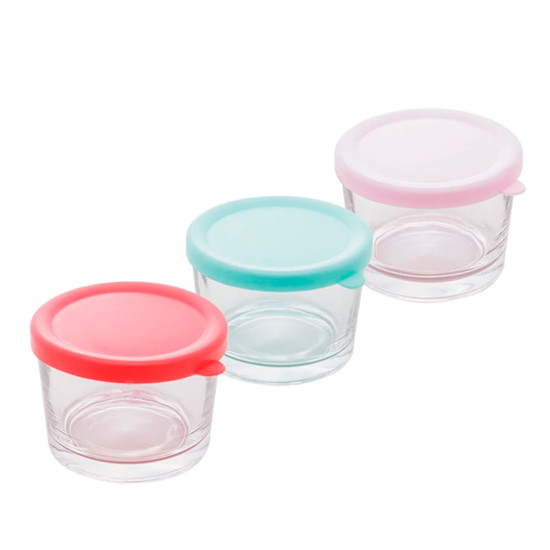 Imagem CONJUNTO 3 POTES DE VIDRO 150ML EM SODO-CÁLCICO COM TAMPA DE PLÁSTICO - LYOR