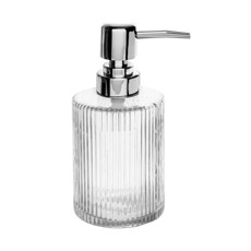 Imagem de PORTA SABONETE LÍQUIDO DE VIDRO 250ML COM PUMP PRATEADO 7X7X16CM - LYOR - Coliseu Presentes Ltda