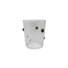 Imagem de COPO BAIXO DE VIDRO TRANSPARENTE COM BOLINHAS VERDES 10X8X8CM - RIBEIRO E PAVANI - Ribeiro E Pavani Com Imp Exp