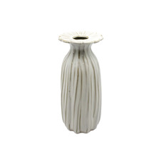 Imagem de VASO BRANCO DECORATIVO EM CERÂMICA COM TOPO FORMATO FLOR 24X9CM - ENTRECASA - Inverno Verao Comercio De Modas E Decoracao Eireli